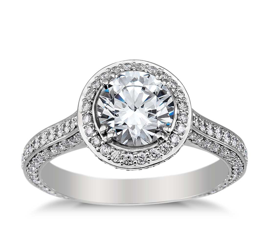 halo micro pave engagement ring