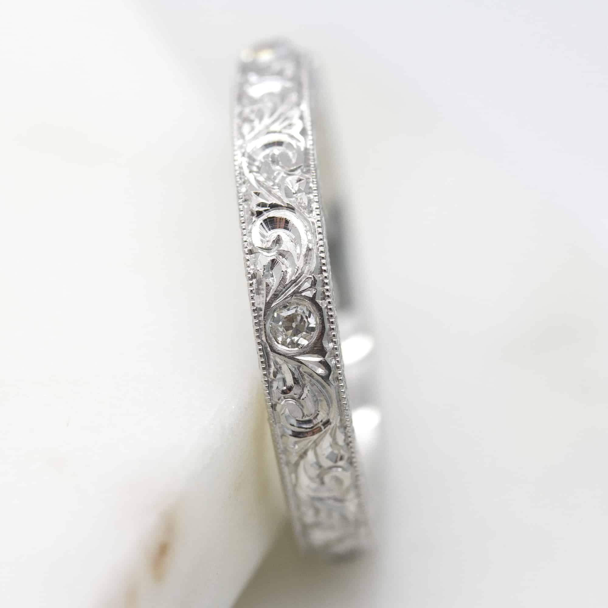 Hand engraving for engagement ring