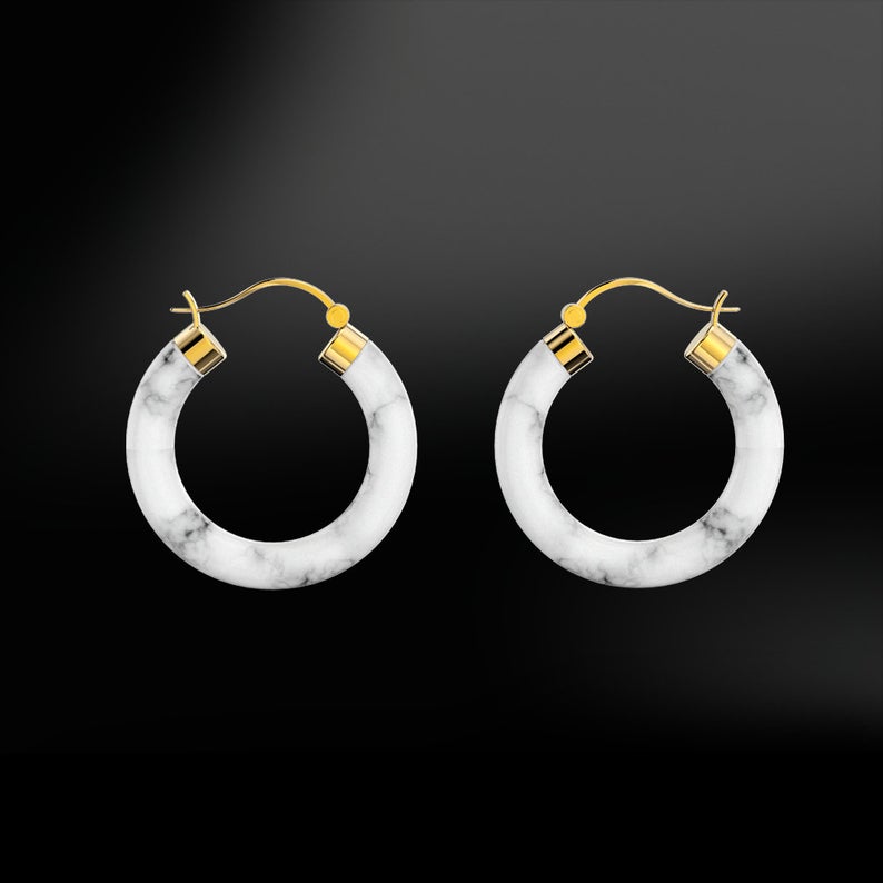 Howlite earrings smooth white