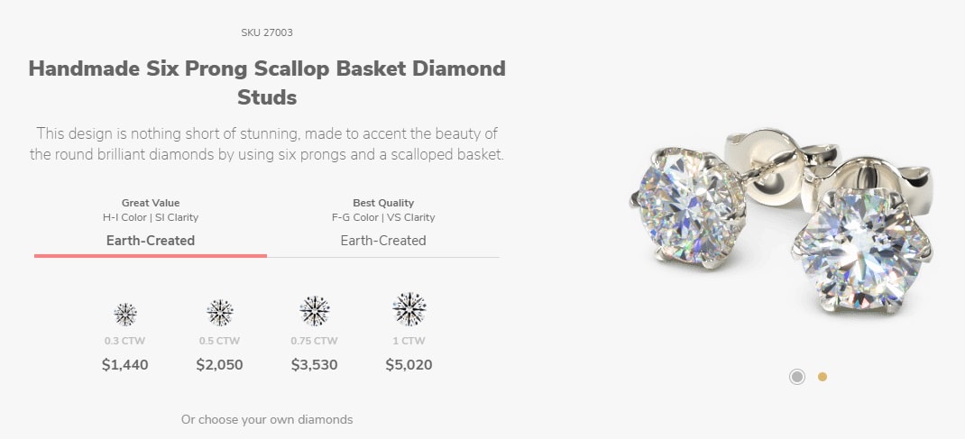 Diamond studs build offered by James Allen