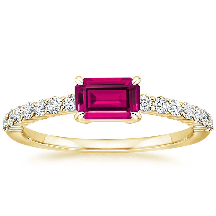 Emerald Cut Lab-Created Ruby Ring