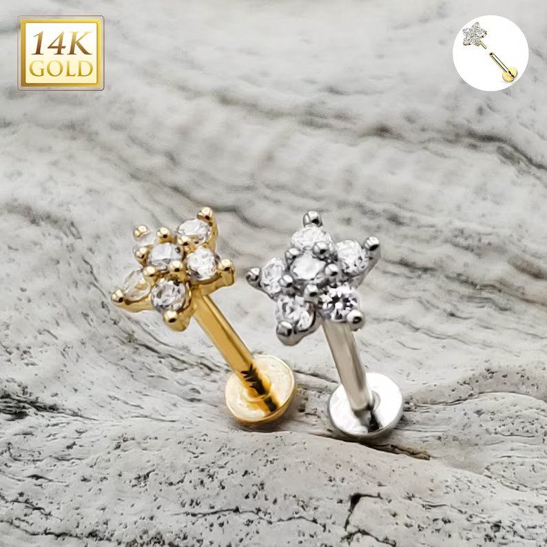 Labret with Clear CZ Gems