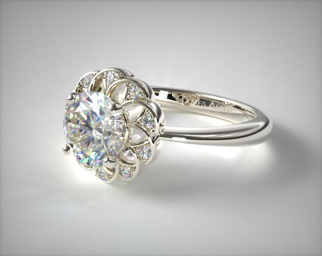 Lace halo engagement ring