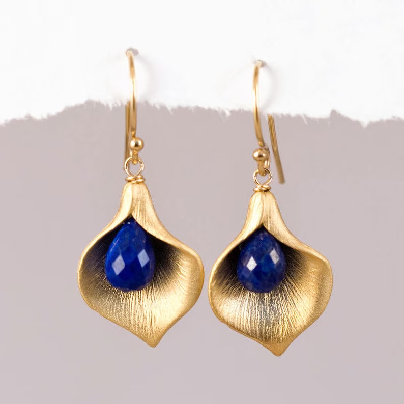 lapis lazuli gold earrings