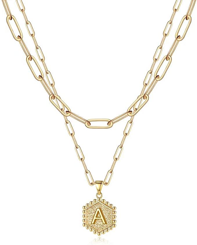 gold layering initial necklaces