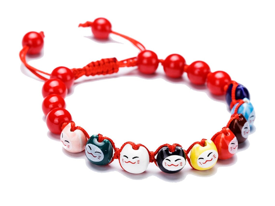 maneki neko ceramic bracelet