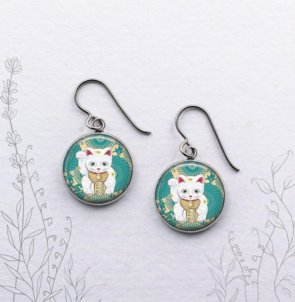 maneki neko earrings
