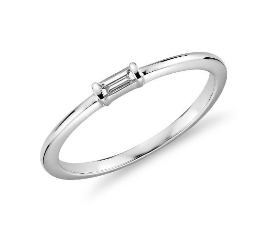 Minimalist east west engagement ring