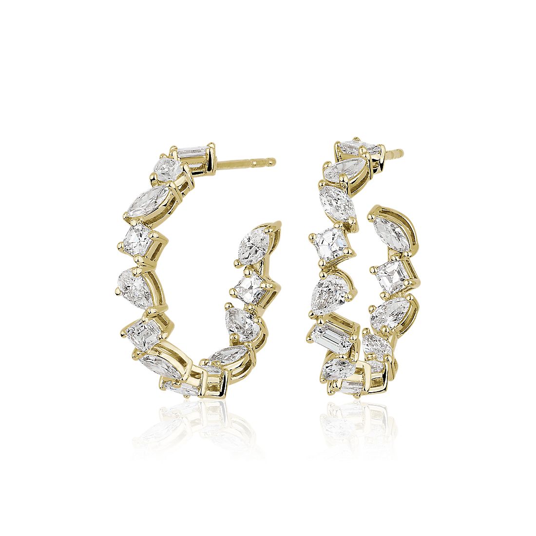 Mixed Shaped Diamond Hoop Earrings