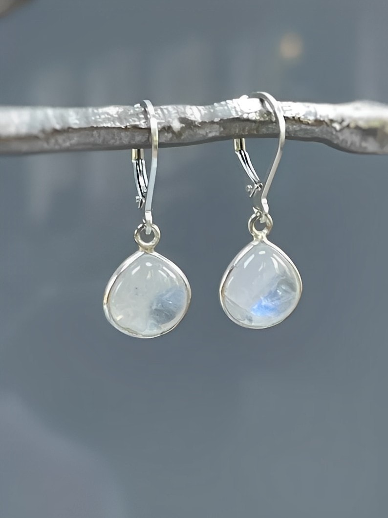 moonstone dangle earrings on a branch