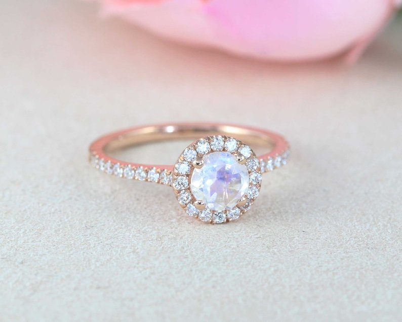 Moonstone engagement ring