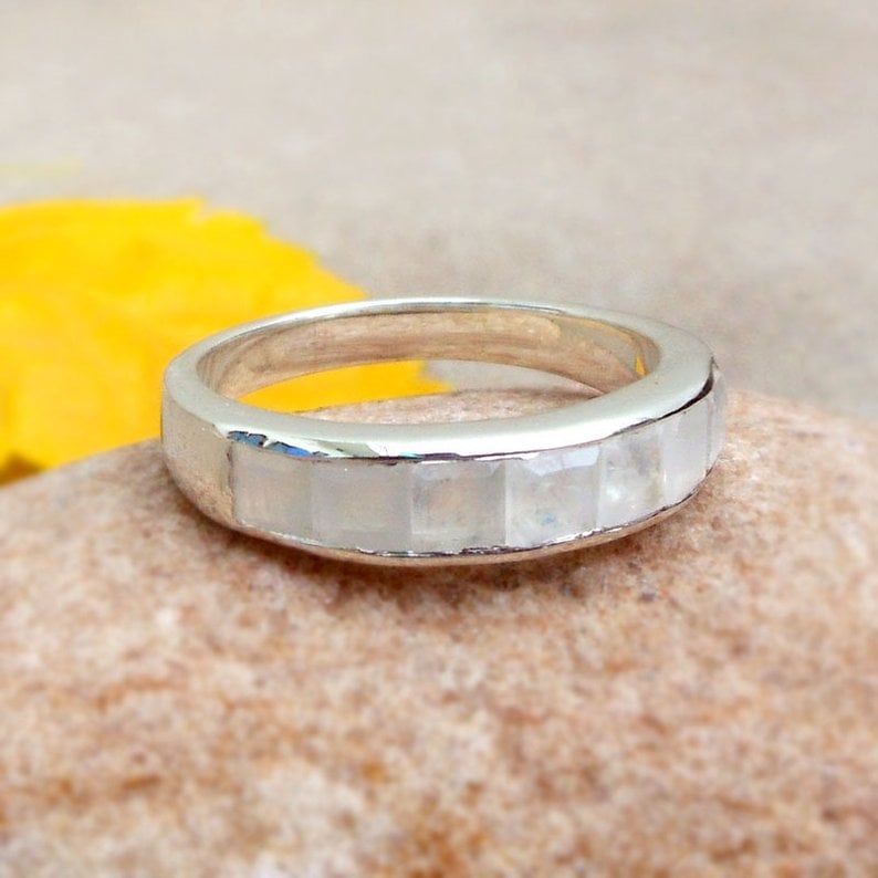 Rustic moonstone eternity ring