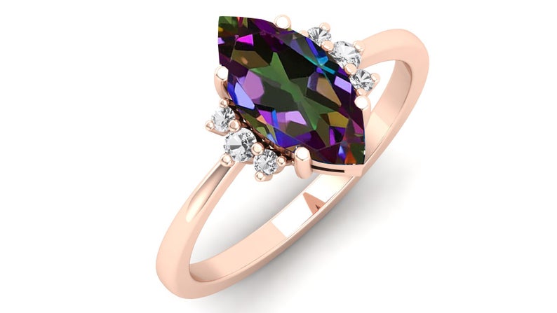 Mystic topaz engagement ring
