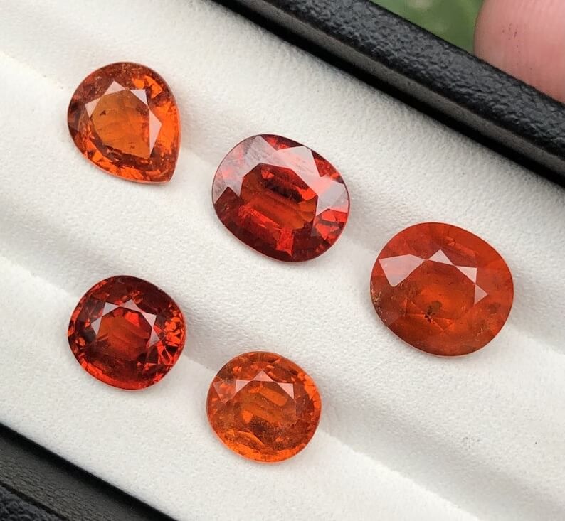 natural spessartite garnets