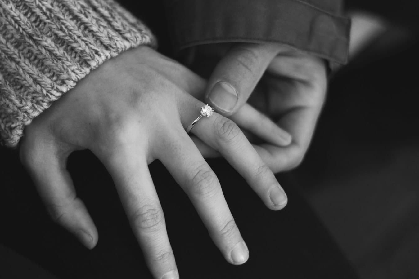 Girl wearing old European cut diamond ring