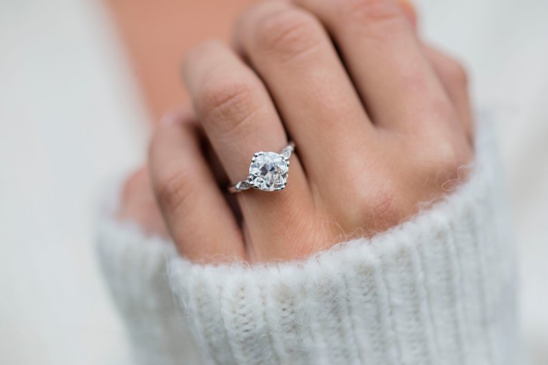 old European cut ring on girl's finer