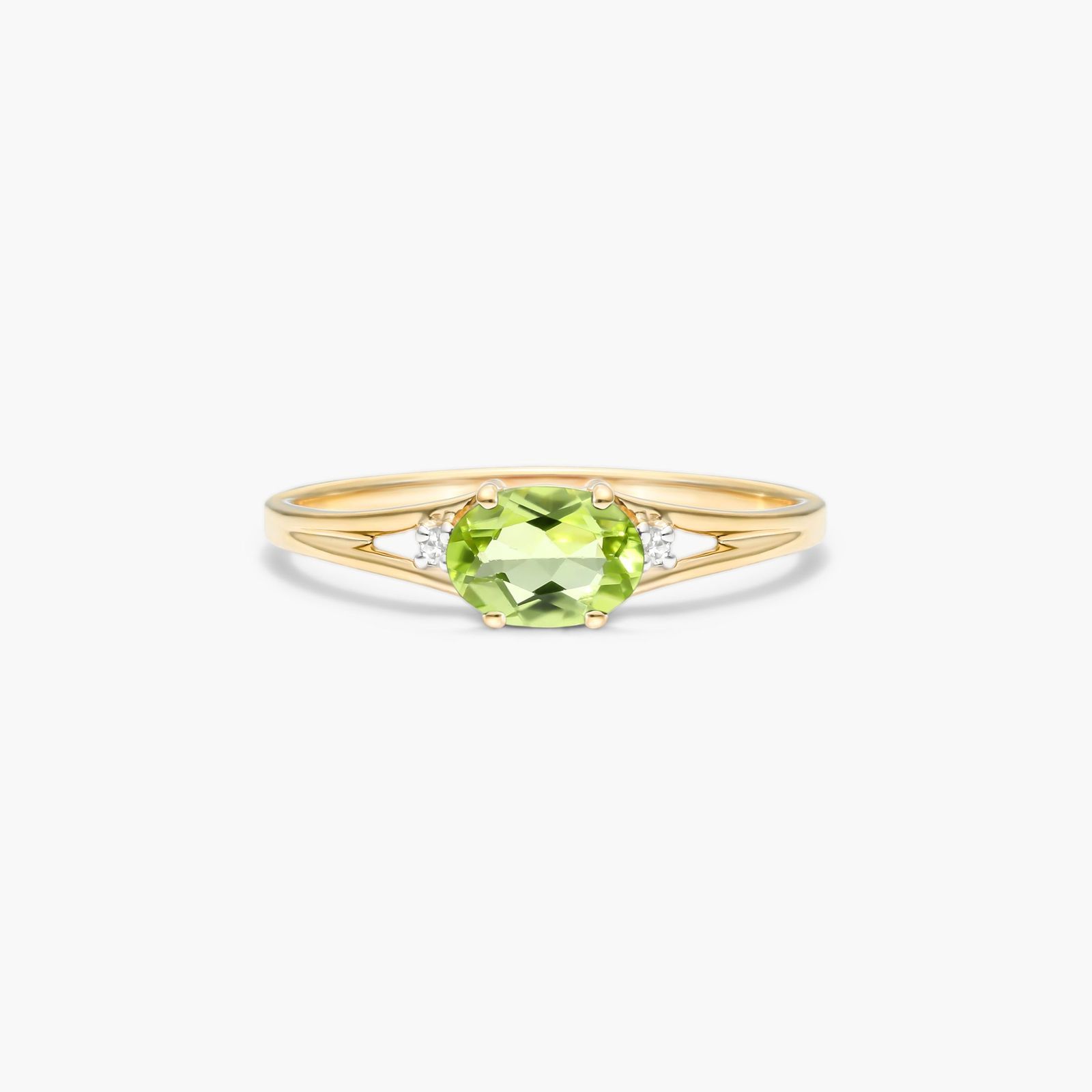 Oval Peridot And Diamond Ring
