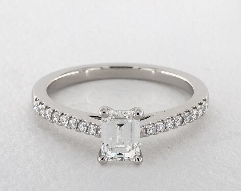 Pave emerald cut engagement ring