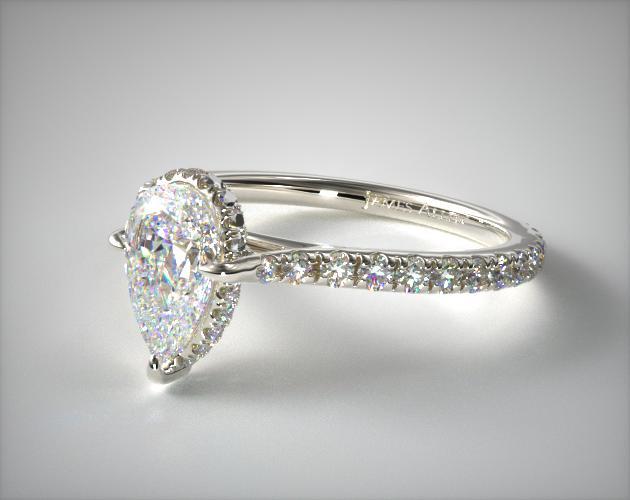 Pear shape pave diamond ring white gold