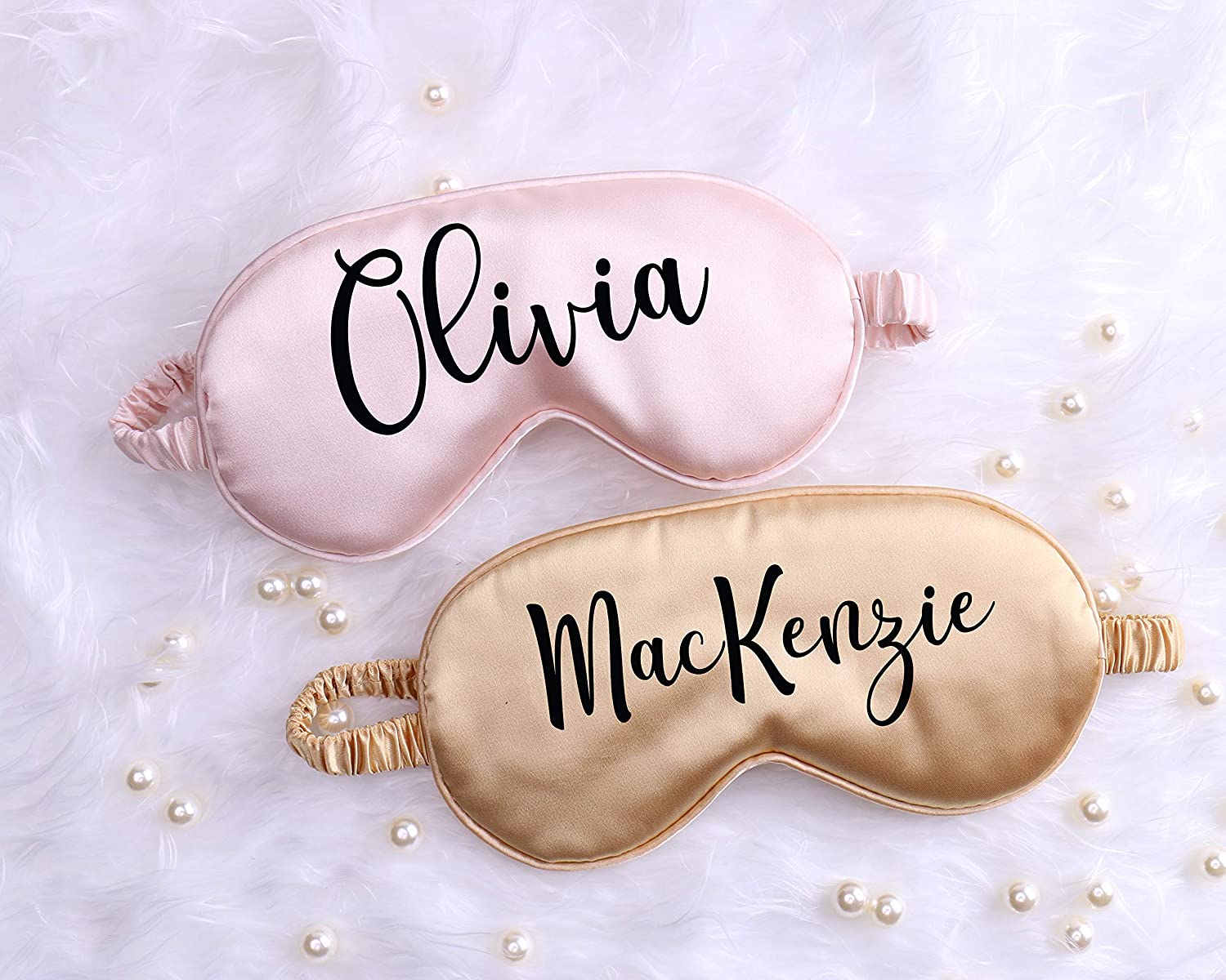 personalized pink and gold silk sleep mask