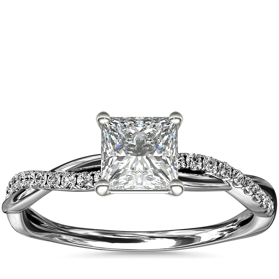 Petite twist diamond engagement ring