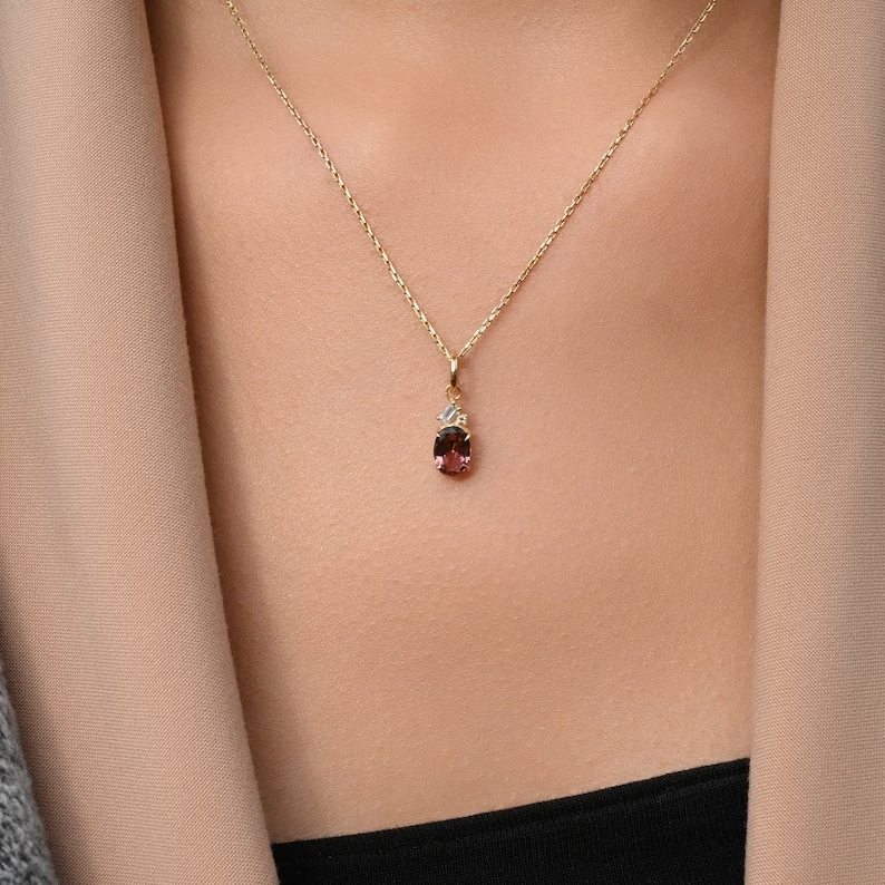 Pink Rhodolite dainty necklace