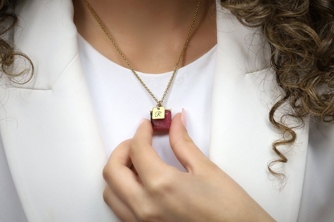 Pink Rhodonite Gemstone Necklace