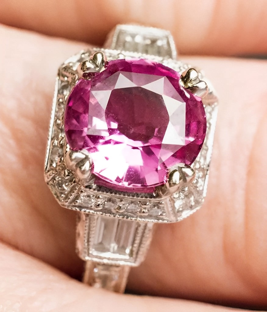 pink sapphire and diamond ring