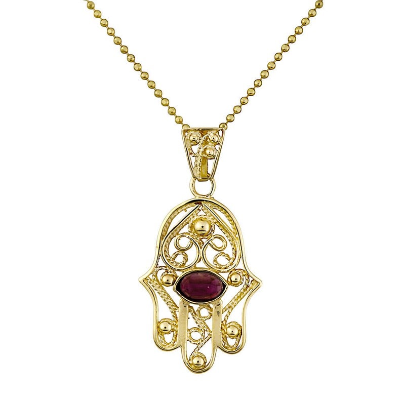 Red garnet hamsa pendant