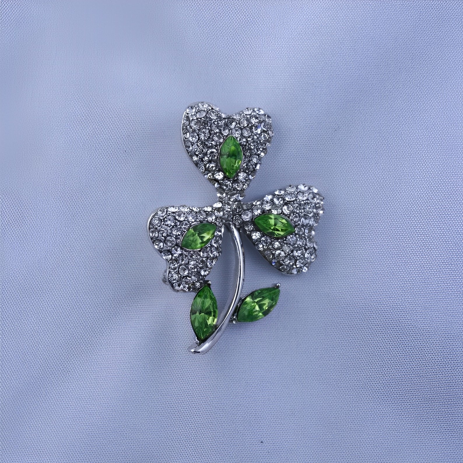 rhinestone shamrock brooch