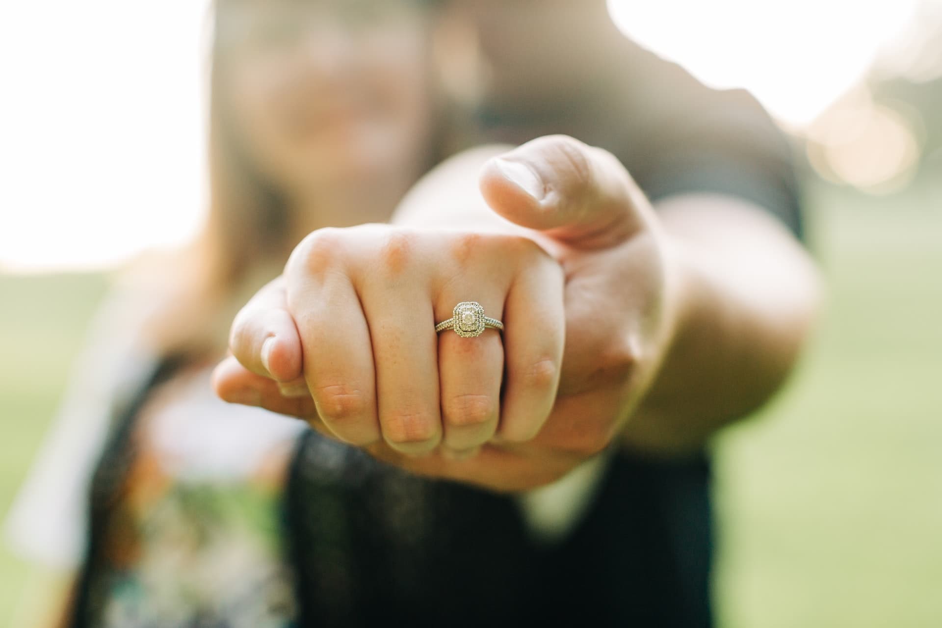 micropave ring on womans hand
