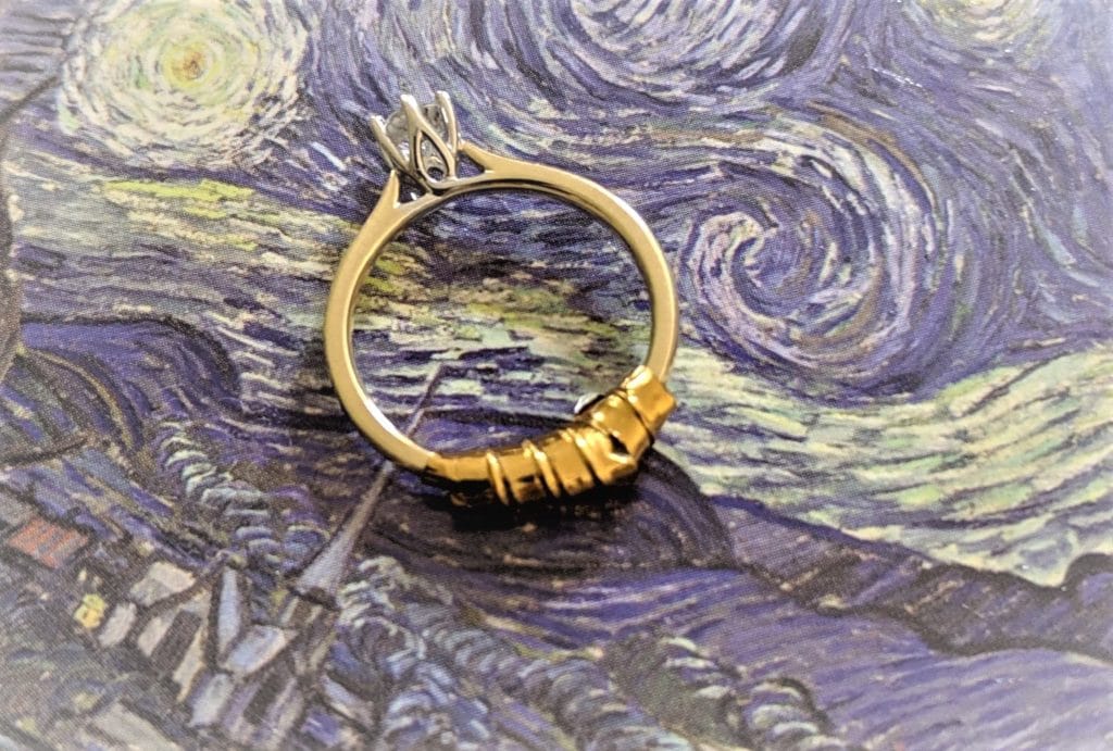 Ring with tape to stop spinning