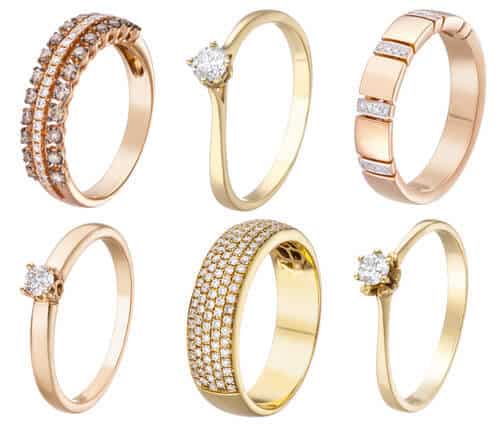 different rings with rose gold band