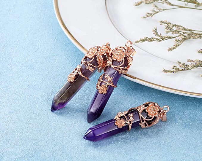 Rose gold amethyst pendant necklace