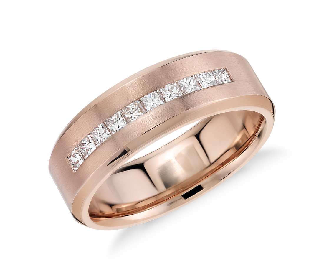 rose gold men diamond wedding band