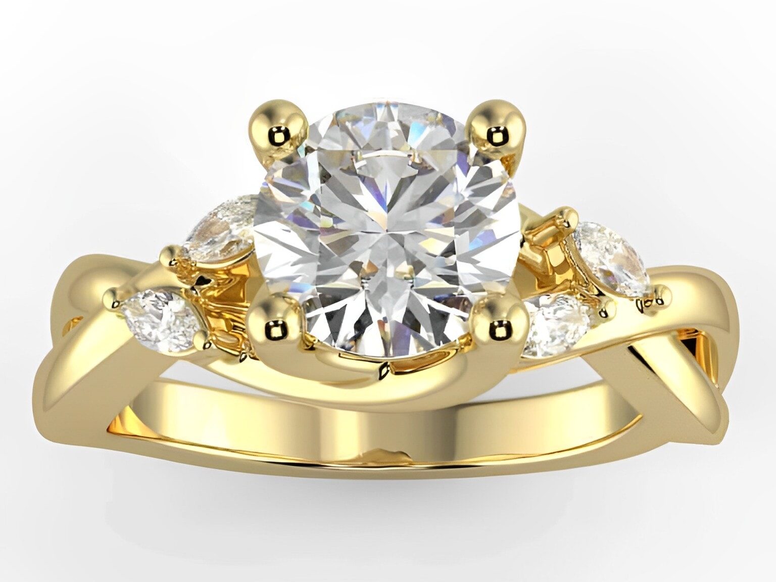 round and marquise diamond engagement ring