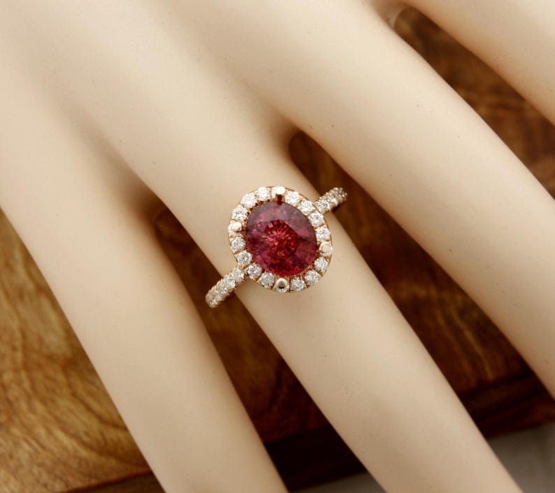 Red rubellite ring