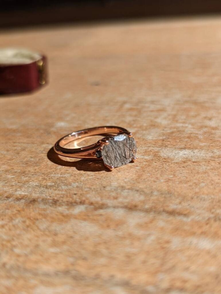 Rutilated quartz ring