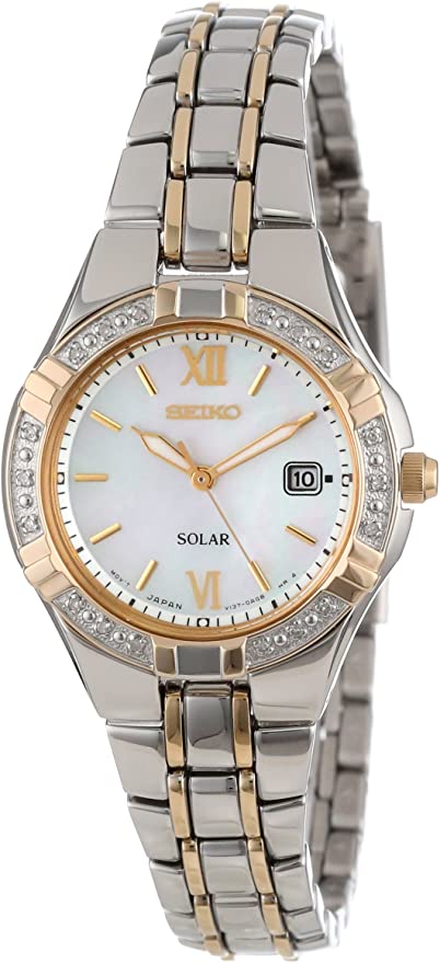 seiko solar diamond-accented watch