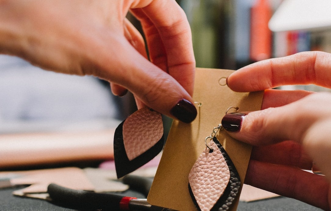 Woman buying jewelry from Etsy