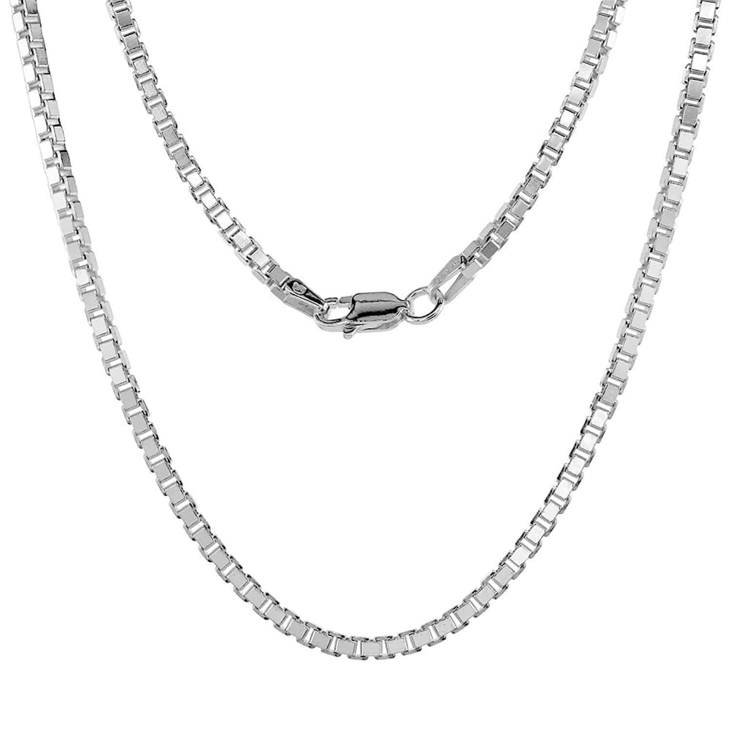 Silver BOX Chain Necklaces AMAZON