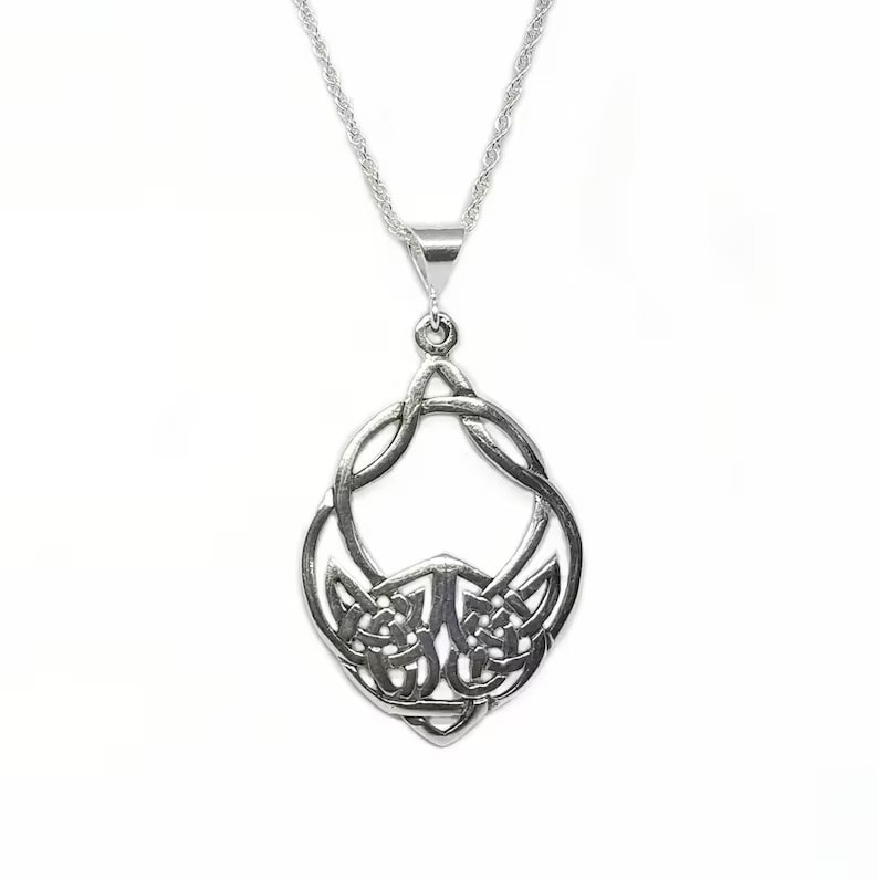 Silver Celtic Wolf Necklace