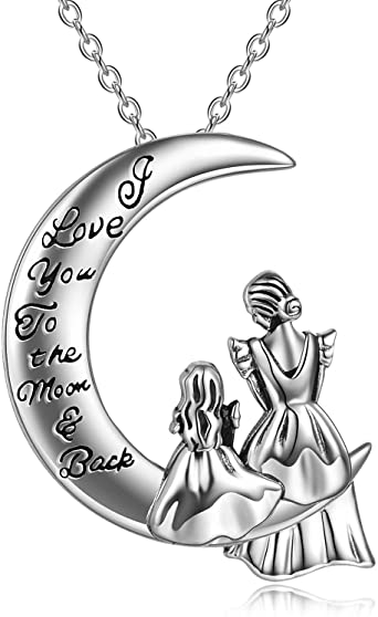 Silver mother and daughter necklace