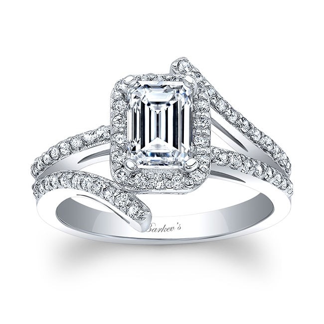 Split Shank Emerald Cut Moissanite Ring