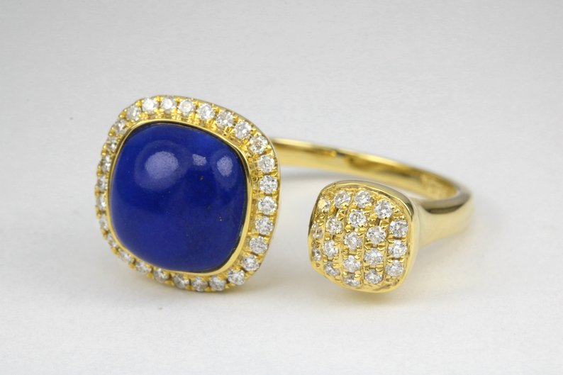 stylish lapis-diamond ring