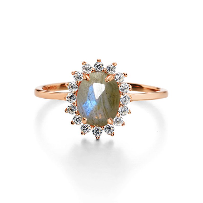 sunburst labradorite engagement ring
