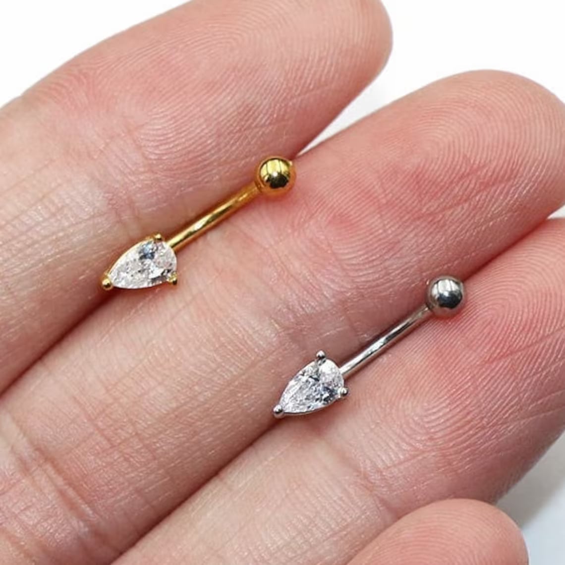 surgical steel rook piercing earrings in silver and gold