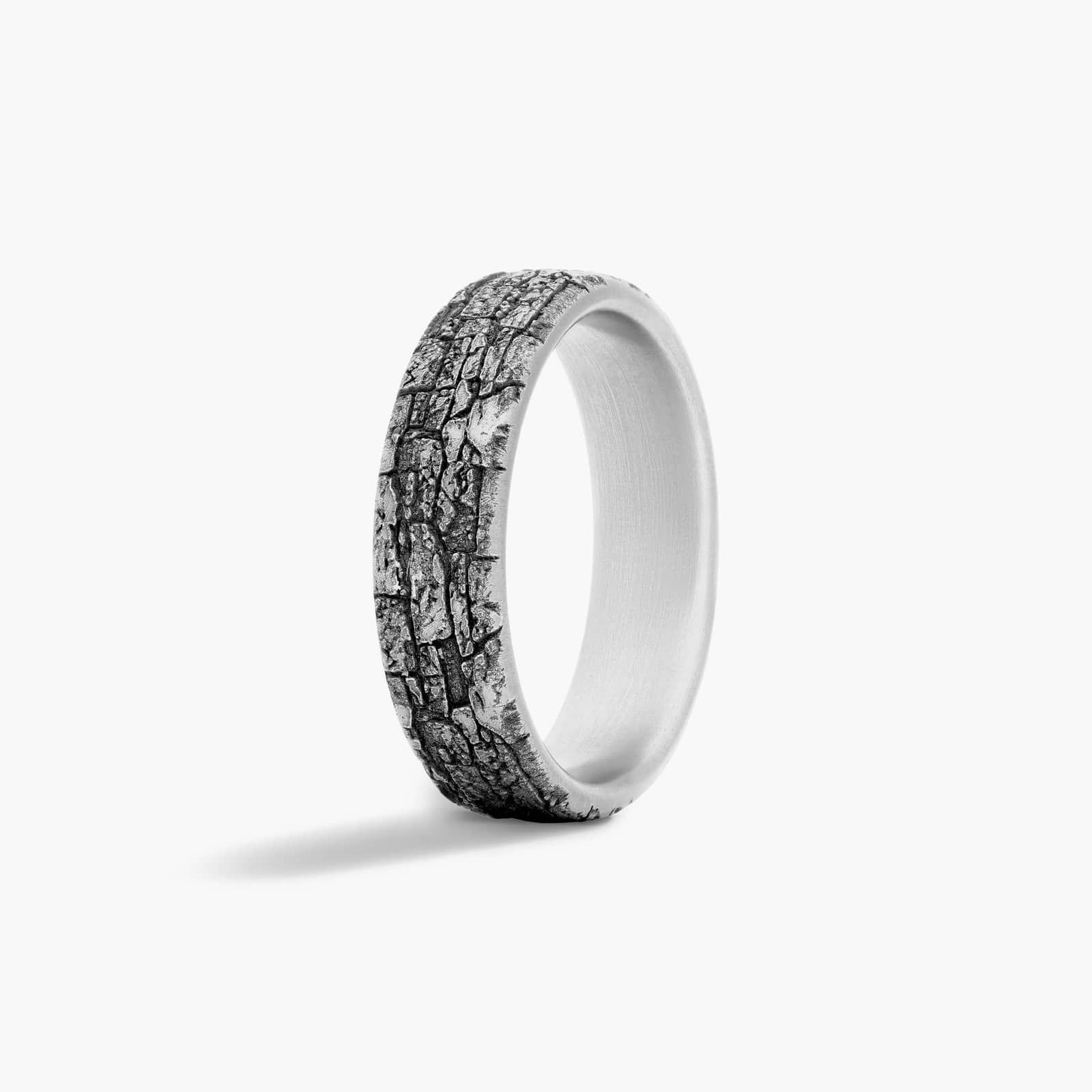 Grey Tantalum Stone Wall Pattern Comfort Fit Band
