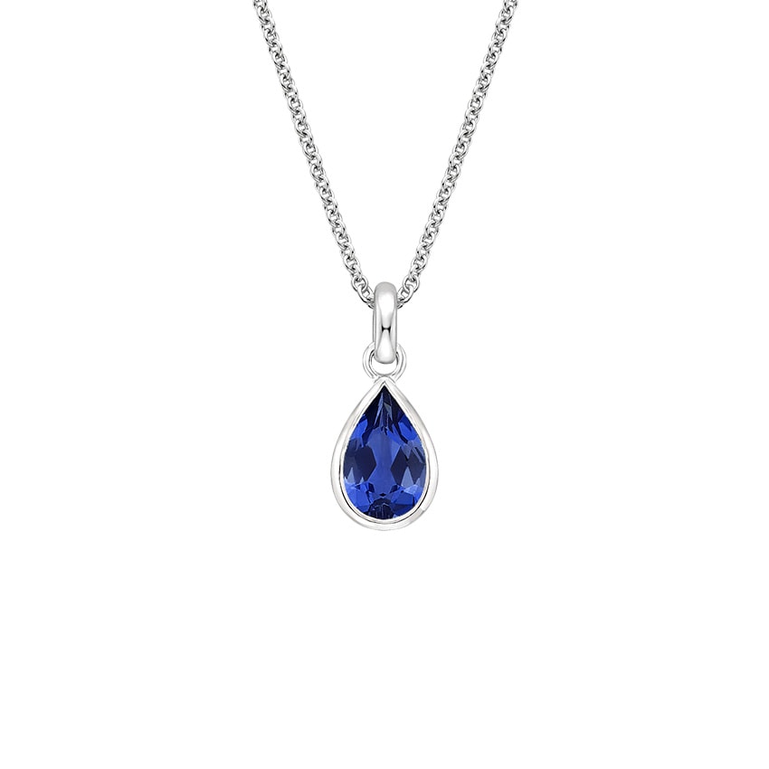 Teardrop Lab Sapphire Pendant