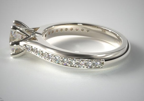 Trellis engagement ring closeup